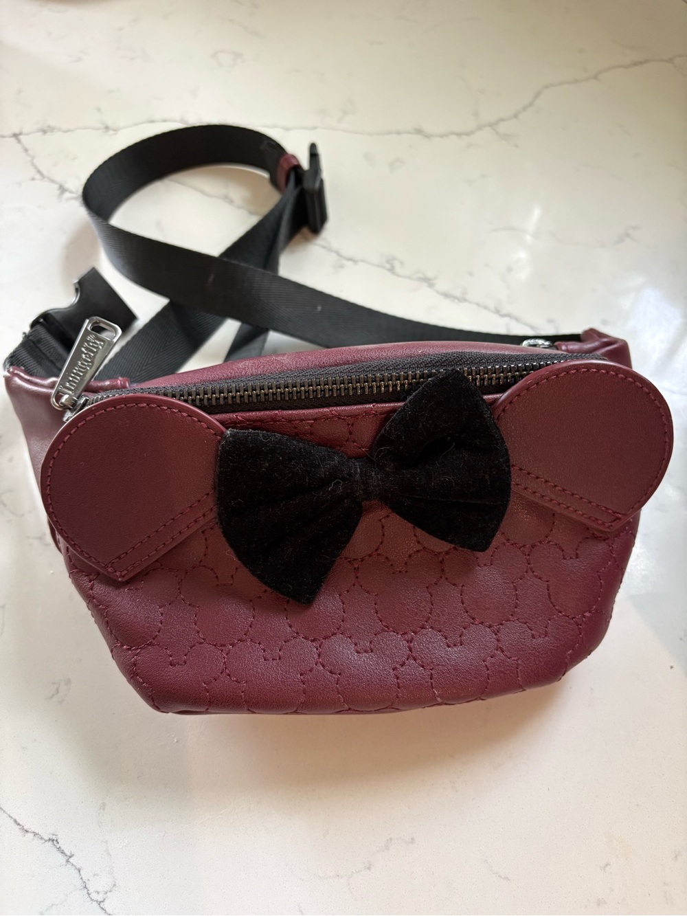 Loungefly Minnie Crossbody/ Fanny pack Bag - Burgundy with Black Bow